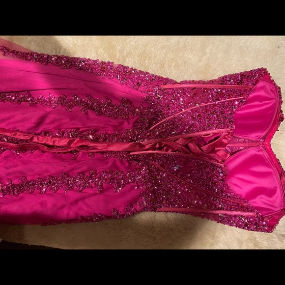 WOW Couture Fuchsia Sequin Gown - Picture 6 of 9